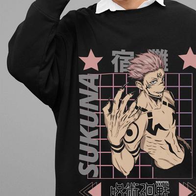 Jujutsu Kaisen Sweatshirt Sukuna Pullover JJK Anime Pullover Gojo Satoru Yuji
