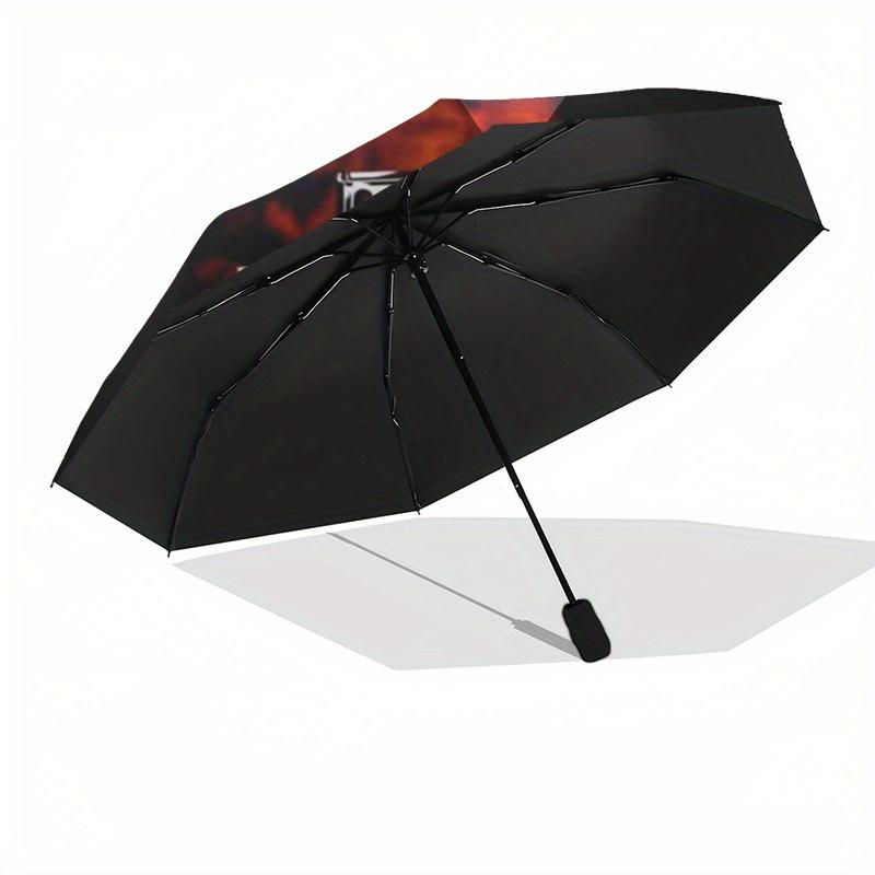 Flaming Cross: Fiery Design for Your Spare Tire CoverUmbrella, Portable 3-Fold Compact Umbrella for Men & Women Gift