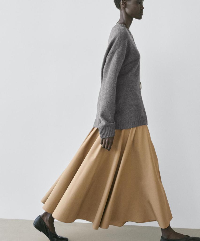 Masimodutti Yoke Detail Flounced Midi Skirt