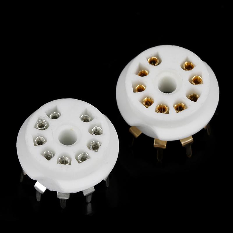 1 Pcs Gold Plated 9Pin Pcb Ceramic Tube Socket Valve Base For 12Ax7 12Au7 Ecc8383