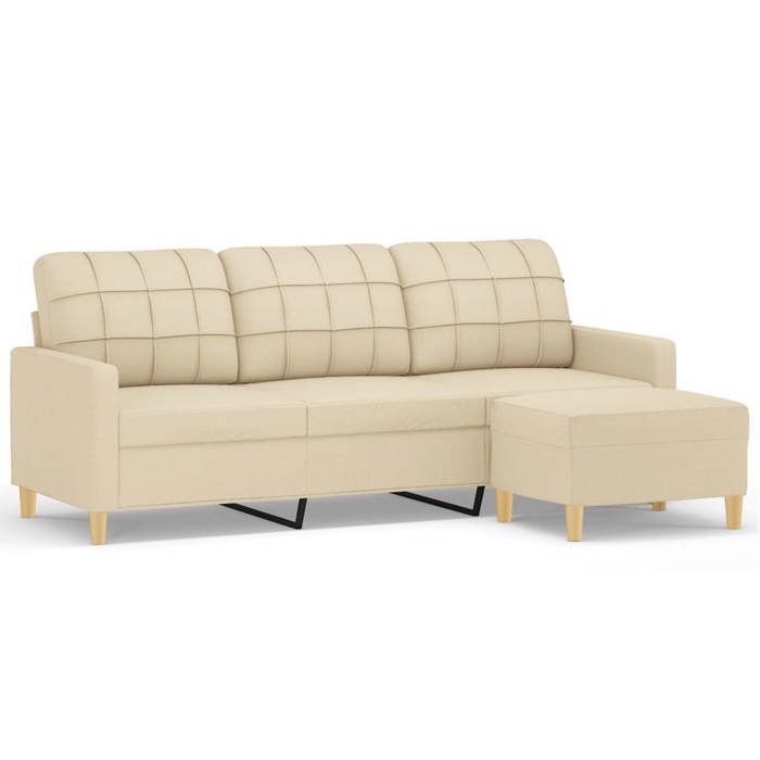 VidaXL 3-seater Sofa with Footrest Cream 180 Cm Fabric, Sofa, Sofa with Footrest, Three-seater Sofa, Sofa 3201003