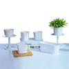 1/5Pcs White Modern Flower Pots With Trays Garden Balcony Desk Thicken Boxes Home Office Minimalist Bonsai Polygonal Containers