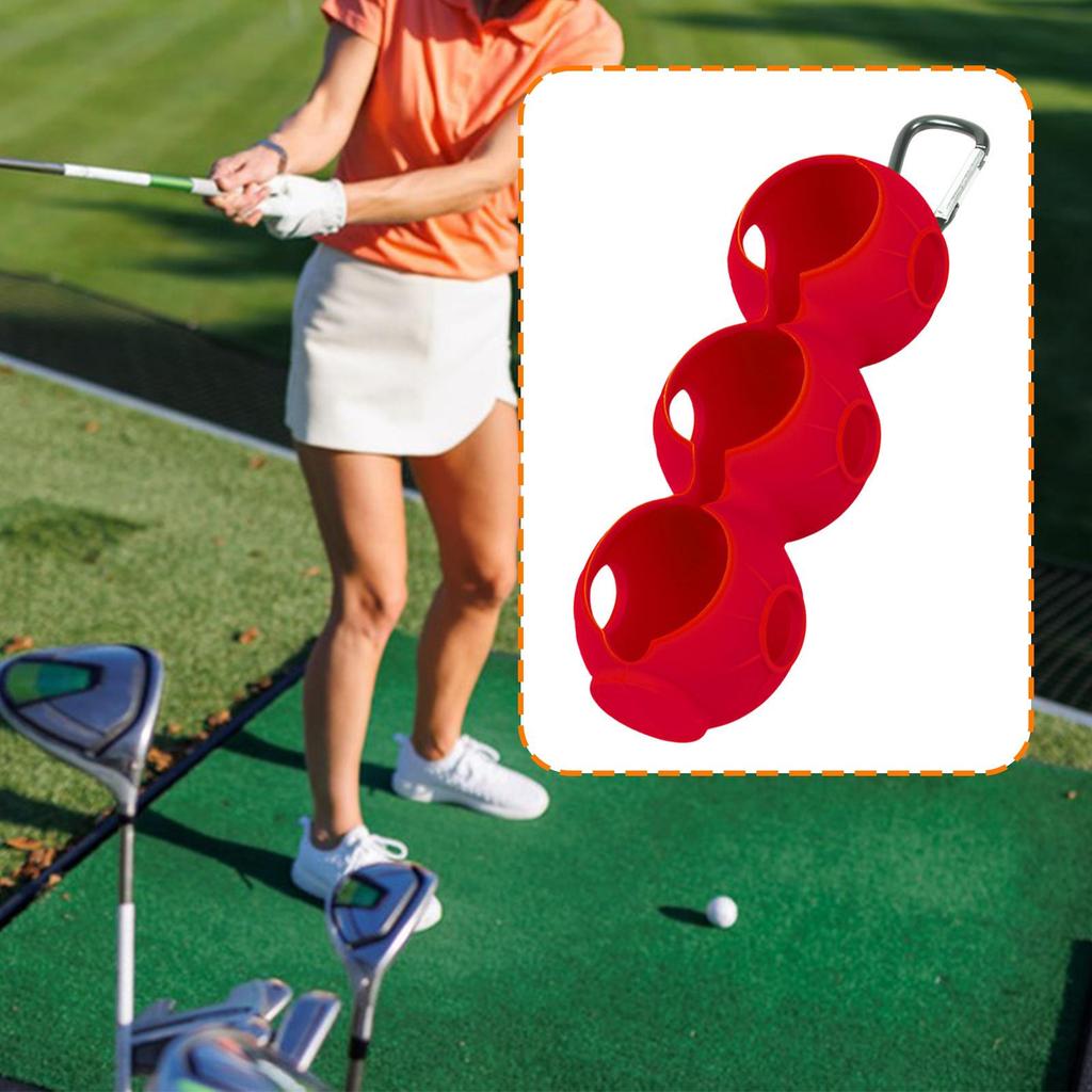 Golf Ball Holder Carrier Lightweight with Hook Holds 3 Balls Sleeve Bag for Training Recreation