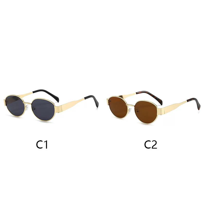 Retro Metal Small Oval Frame Sunglasses For Women Men UV Resistant Sun Glasses For Men UV Resistance Summer Shades