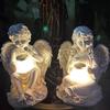 Søt Gutter Jenter Skulptur Solcelle Hage Gårdsplass Dekorasjon Europeisk Stil Engel Statue Hjemmedekorasjon Håndverk