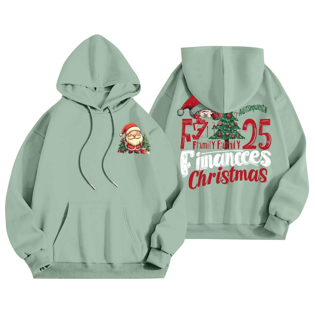 Women's Casual Long Sleeve Pullover Christmas Printed Hooded Sweatshirt With Pockets