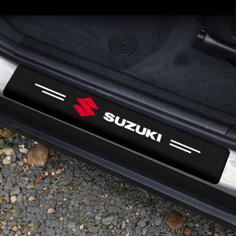 4Pc Car Door Plate Carbon Fiber Threshold Protector Sticker for Suzuki Jimny GW250 Samurai Vitara Swift Baleno SX4 Ignis Alto Splash Swace