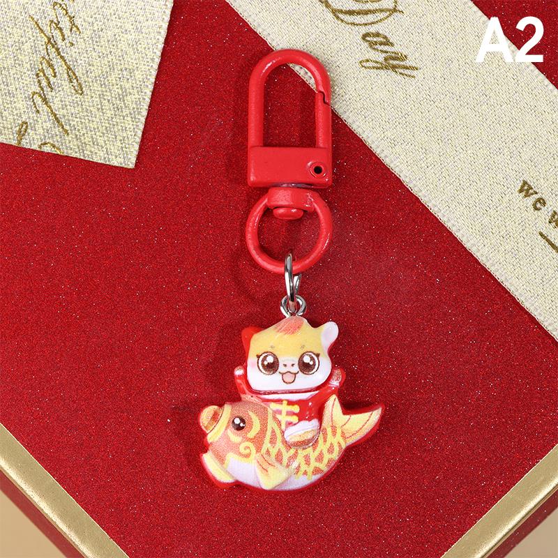 Cute Spring Festival Horse Keychain Lucky Wealth 2026 Year Pendant Chinese Style Resin Horse Key Ring Bag Pendant
