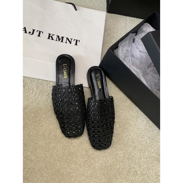 Fashion Slippers Casual Shoes Low Slides Fretwork Heels Slipers Women Luxury Soft Flat Summer 2025 Leisure Fashion Fabric Rubber PU