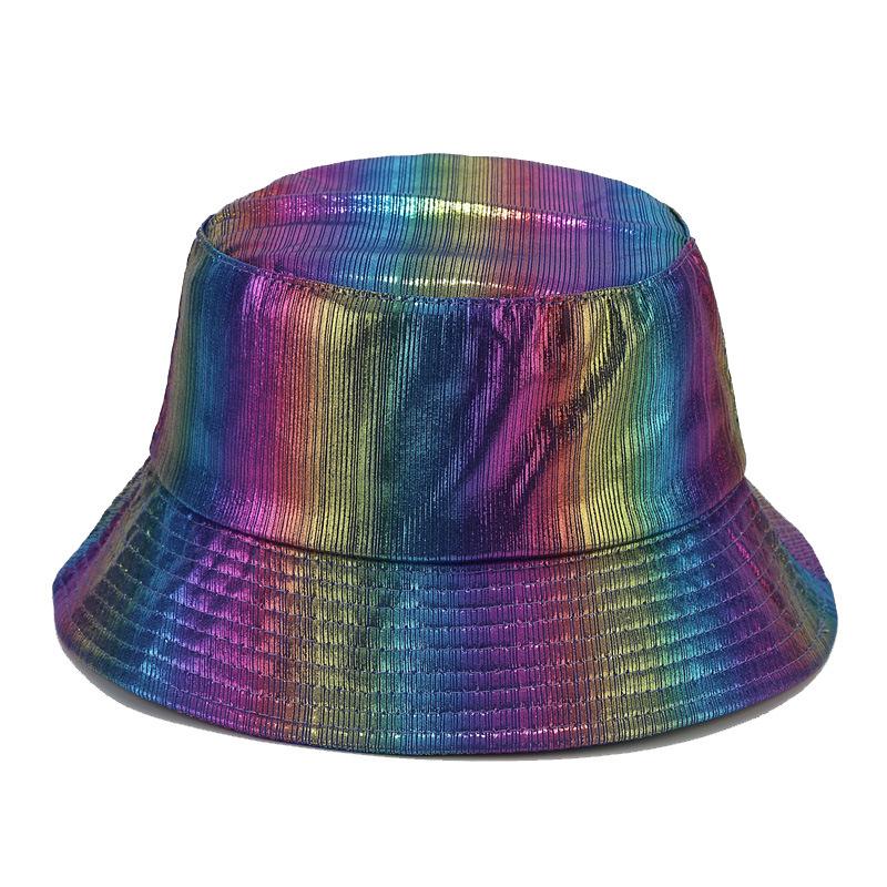 New European and American laser colorful bucket hat women's fashion versatile Internet celebrity basin hat men's casual sun hat