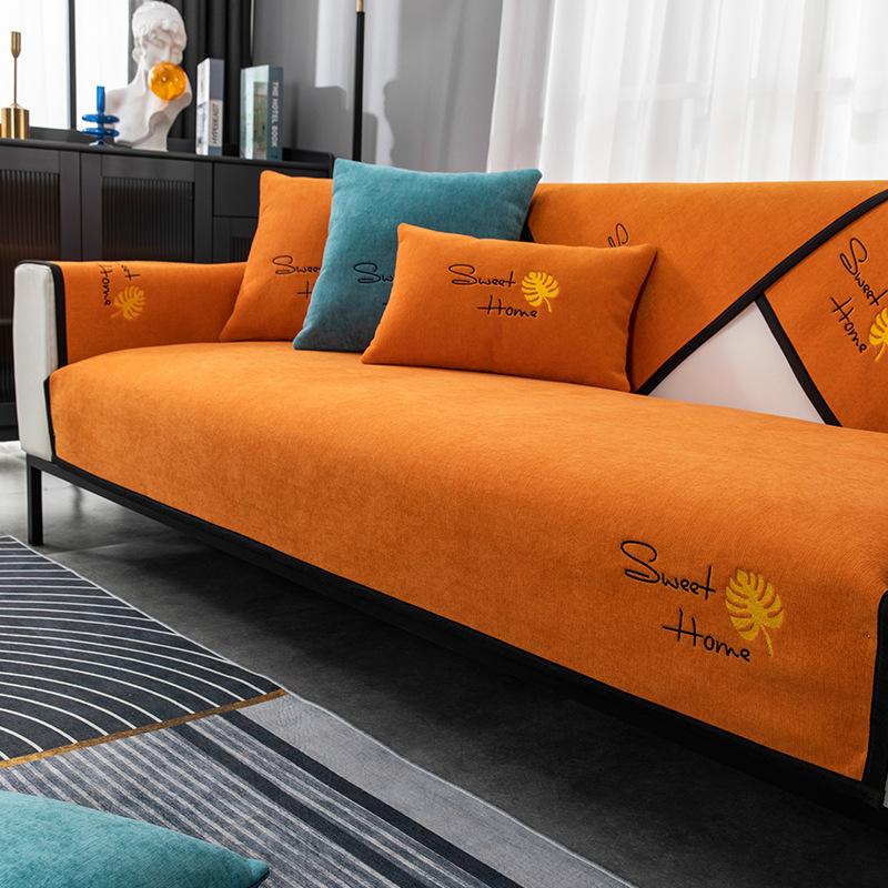Nordic Luxury Sofa Cover Cushion Embroidery Four Season Sofa Armchair Backrest Towel Non Slip Couch Cover 3 Seater Sofa Cover