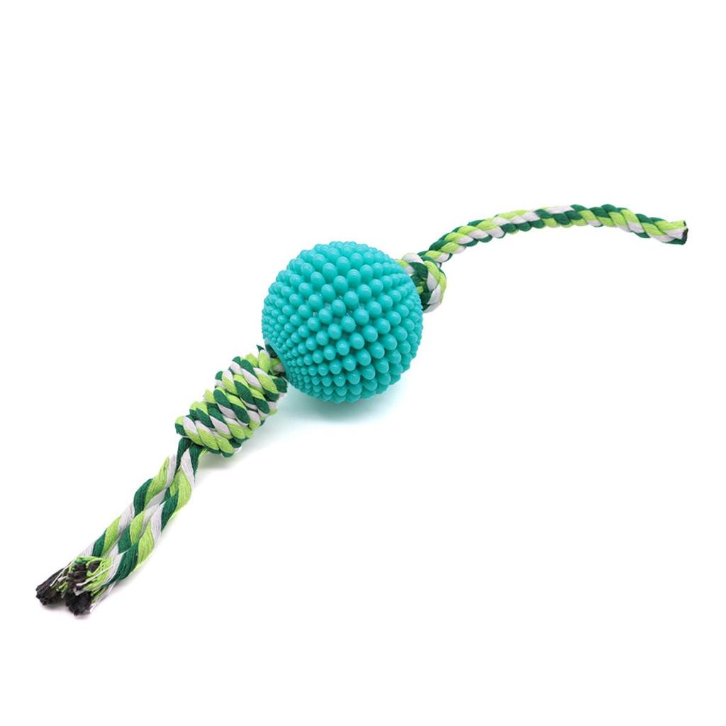Dog Squeaky TPR Corn Ball: Bite-Resistant Pet Toy, Teeth Cleaner, Grinding Stick with Rope for Self-Entertaining Stress Relief.