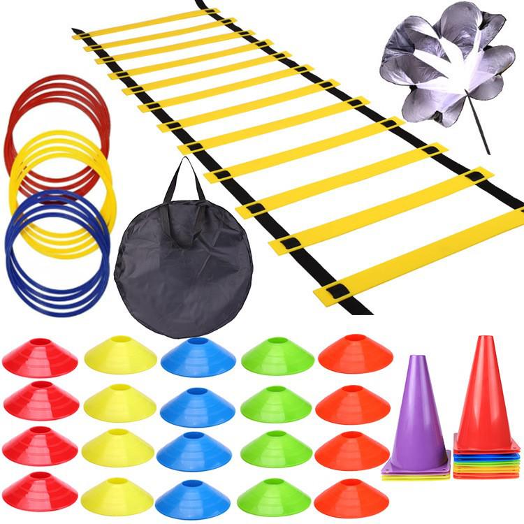 Agility Ladder Set: Speed Ladder, Footwork Training, Marker Cones, Resistance Band, Circle Steps