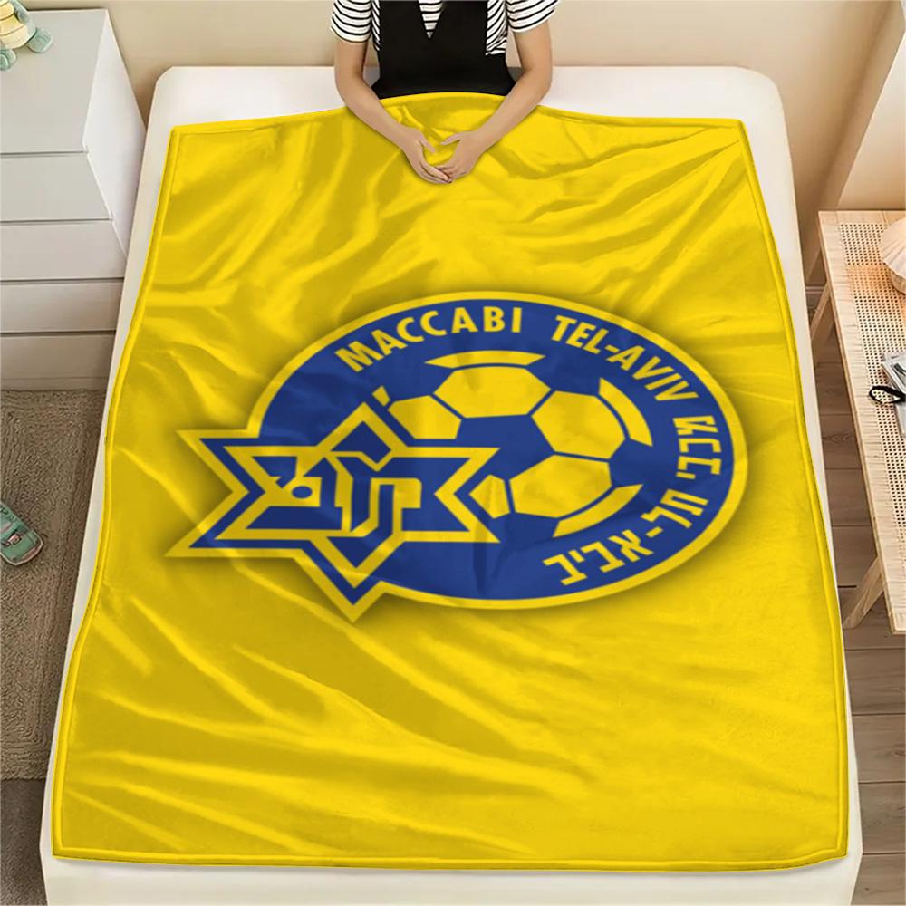 1 Stück Maccabi Tel Aviv FC Aufdruck Flanelldecke Hohe Qualität Warm Bequem Decke für Alle Jahreszeiten Perfekt für Geschenke Heimdekoration