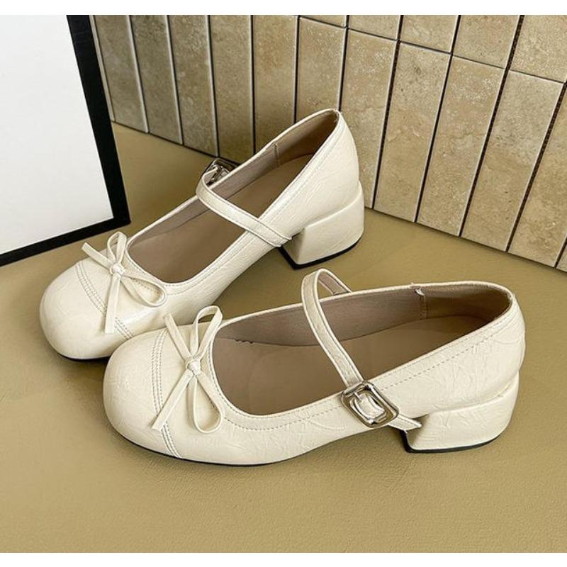 

Designer Spring Autumn Mary Jane Shoes Fashion Shallow Round Toe Mid Heel Shoes Ladies Elegant Outdoor Single Pumps Shoes 40 бежевий