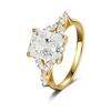 Sterling Silver Platinum-Gold Electroplated Ring with Inlaid Zircon - Fashionable Valentine's Day Gift Jewelry.