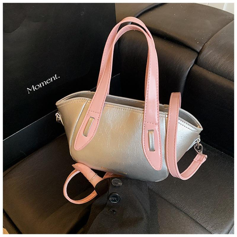 

High-value fashionable portable messenger women s bag, new versatile contrasting color simple high-end shoulder women s bag серебряный