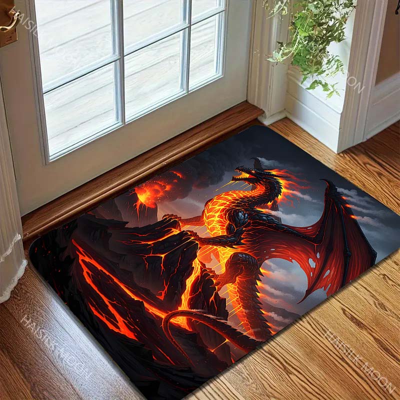 Multiple sizes Fiery dragon in volcano Carpet for Living Room Bedroom Sofa Home Decor Rug Non-slip Floor Mat Luxury Gift