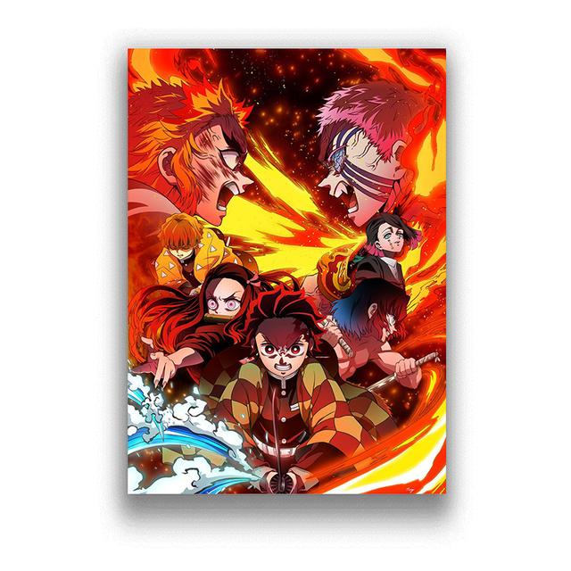 Japanese Anime Demon Slayer Posters And Prints Pictures On The Wall Vintage Poster Decorative Home Decor Tableau