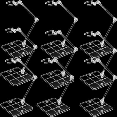 9PCS Action Figure Display Holder Base Clear Display Stand Doll Model Support Stand Compatible for HG RG SD SHF Gundam 1/144 Toy