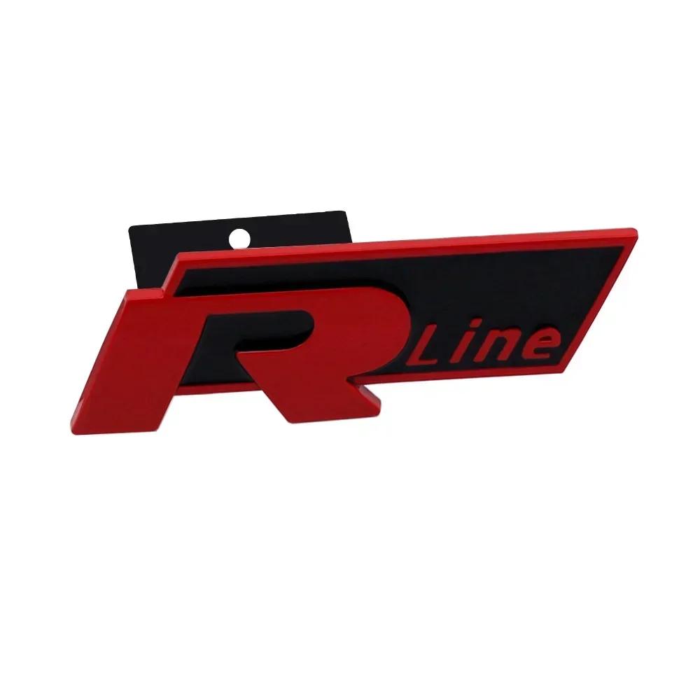 1Pc R Line Metal Car Front Grill Emblem Badge for Jetta Beetle CC Golf Passat Touareg Scirocco Lavida Tiguan Touran Accessories