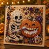 Sparkling Faux Pearl Craft Set Halloween Art Kit, Cute Ghost Skeleton Painting 3d Mosaic for Adults DIY 3D Kit Adults, Fall Home Decor Cozy