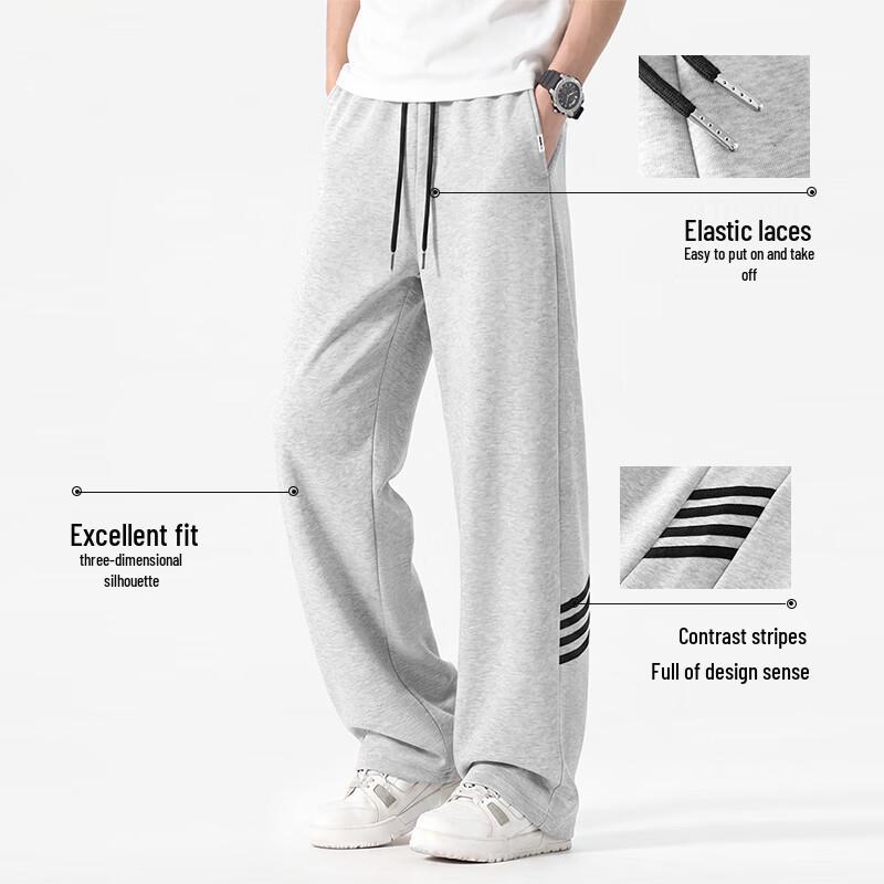 MARK FAIRWHALE Men's American Style Loose Fit Straight-Leg Casual Sweatpants