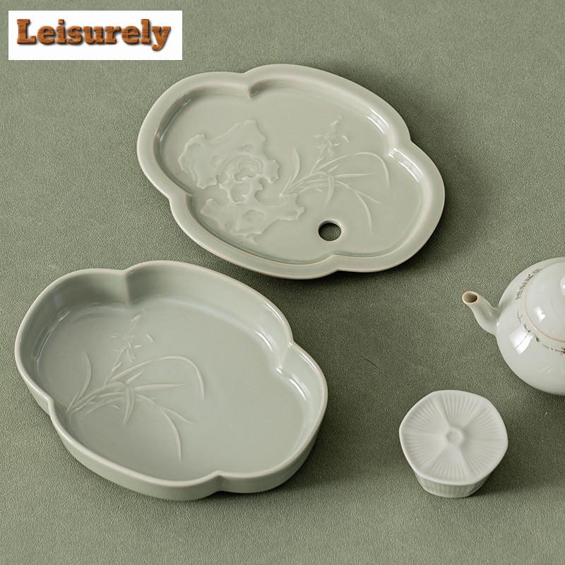 Beixitang Asiatischer Apfeltee Boot Haushalt Keramik Trockenbrühplattform Handgefertigte Kanne Wasserspeicher Kleines Tablett Set Zubehör