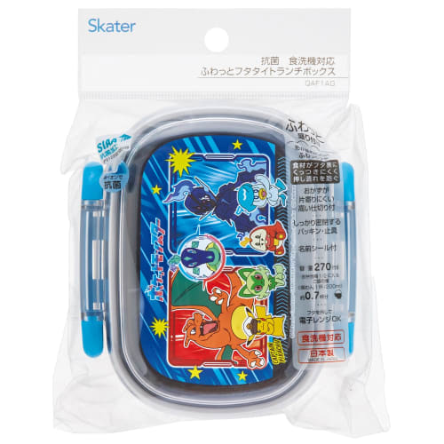 Skater Children's Lunch Box, Small Size, 1 Tier, 270ml, Fluffy Dome-Shaped Kids Lunch, Antibacterial Treatment, Made In Japan, Pokemon 24, Boys QAF1AG