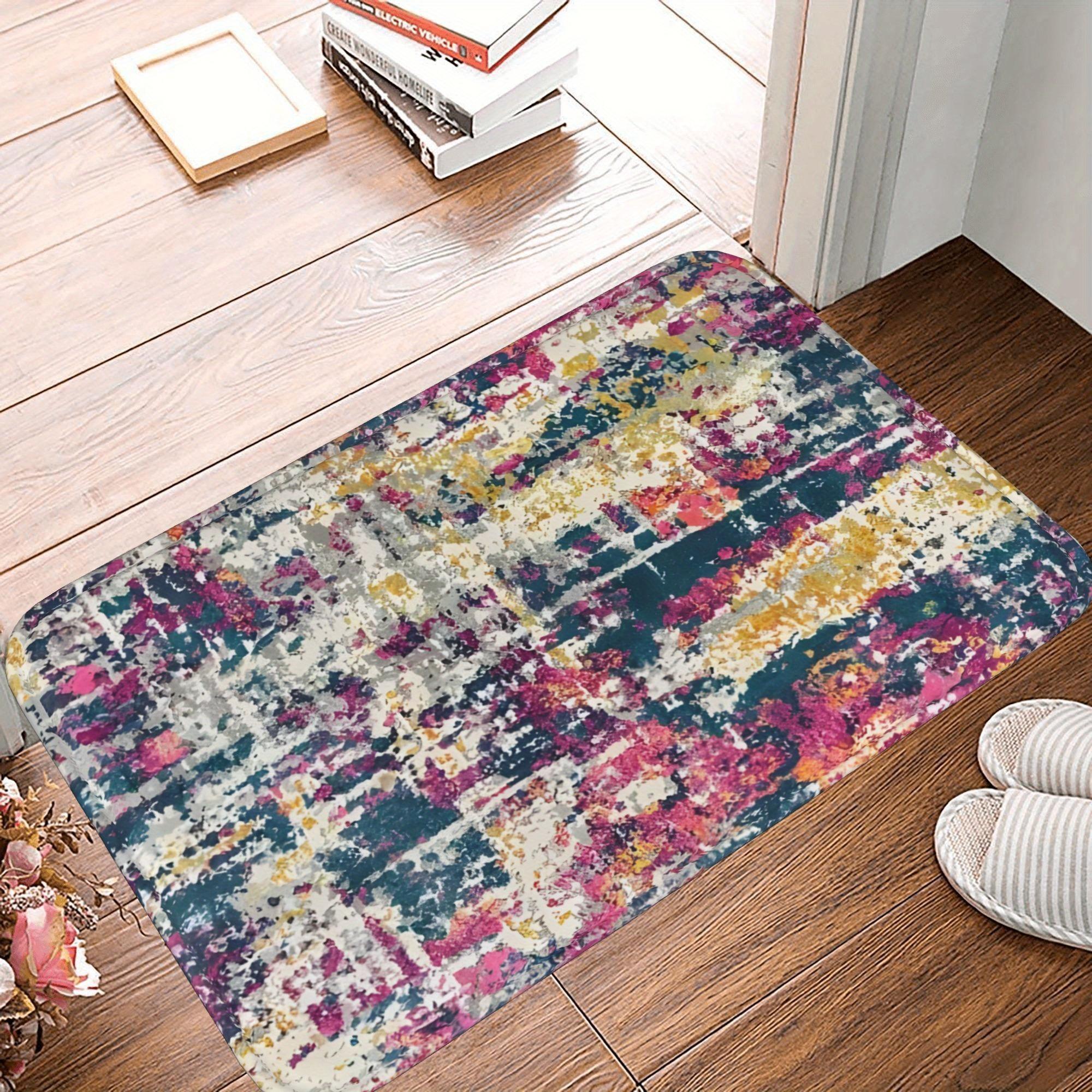 

1PC Abstract Color Blending Kitchen Rug Non-Slip Door Mat Pop design Bathroom Rug Bath Mat Carpet for Home Sink Laundry Decor 40cm x 60cm