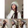 Yarn Patterned Slouchy Knit Cap With Plush Warmth For Autumn Winter Fashion