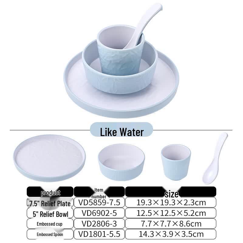 SHALL Melamine 4-Piece Imitation Porcelain Dinnerware Set