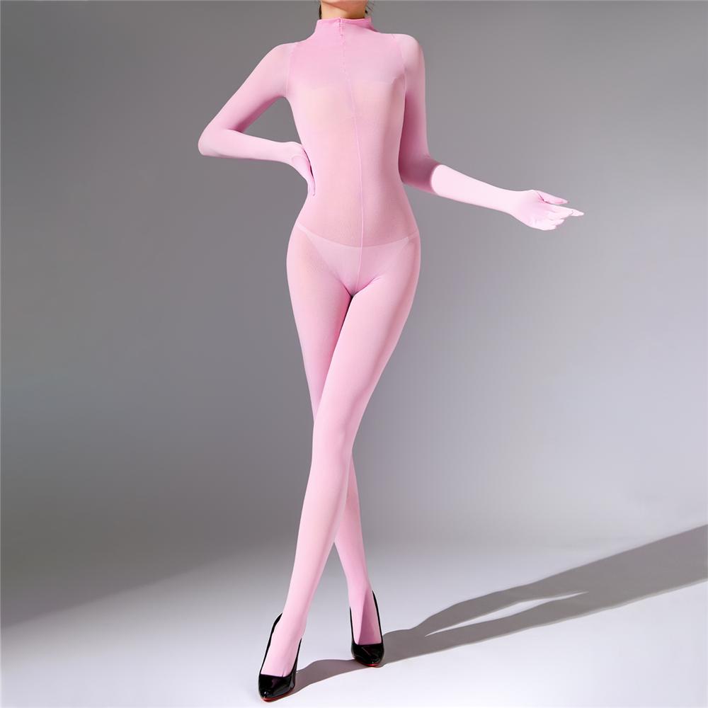 Sexy Men 120D Glove Sleeve Bodysuit Open Crotch Sexy Tight Bottom Wear Bandage Cocoons Bodyhouse Elastic Maid Leotard