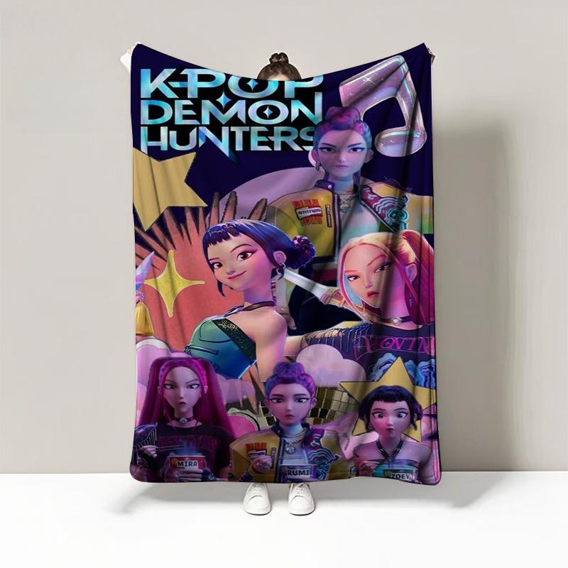 K-Pop Demon Anime Hunter Nap Blanket Blanket Flannel Sofa Cover Blanket Home Travel Camping Sofa Picnic Naptime Blanket
