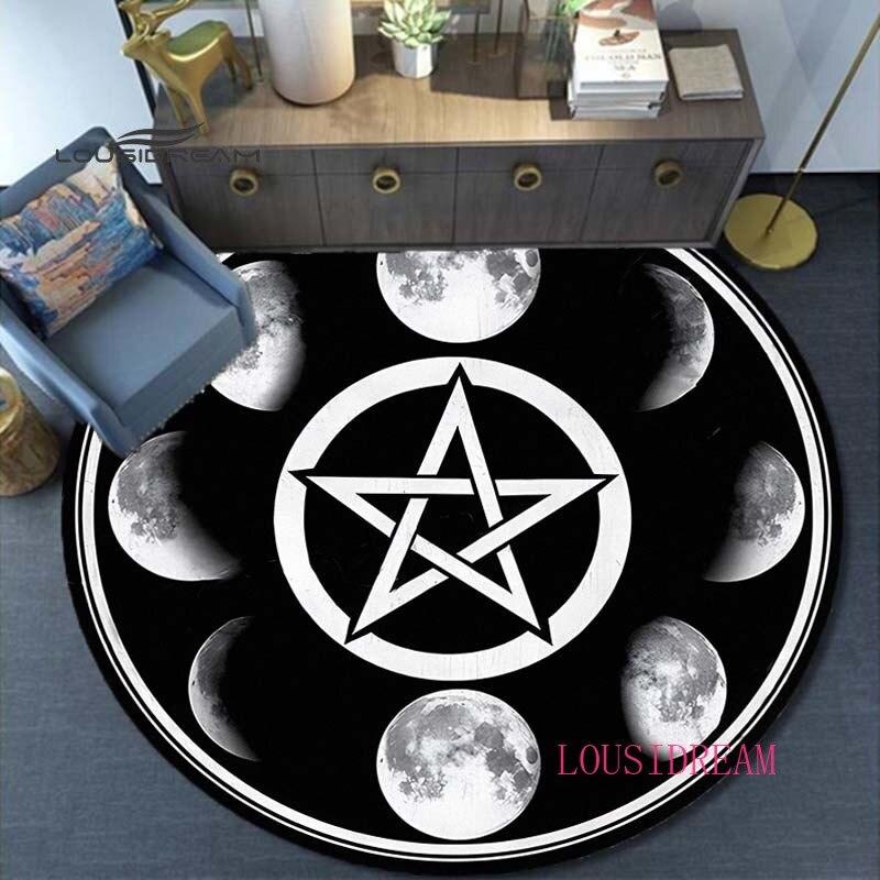 Vyrobeno v PRC Satanic Koberec Domácí Dekorativní Kulatý Koberec Měkký Módní Koberec Ložnice Protiskluzová podložka Podložka na židli Koberec Evil