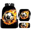 Set Zaino Stampa Calcio per Bambini Scuola Elementare 3 Pezzi Borsa a Spalla Astuccio Borsa a Tracolla