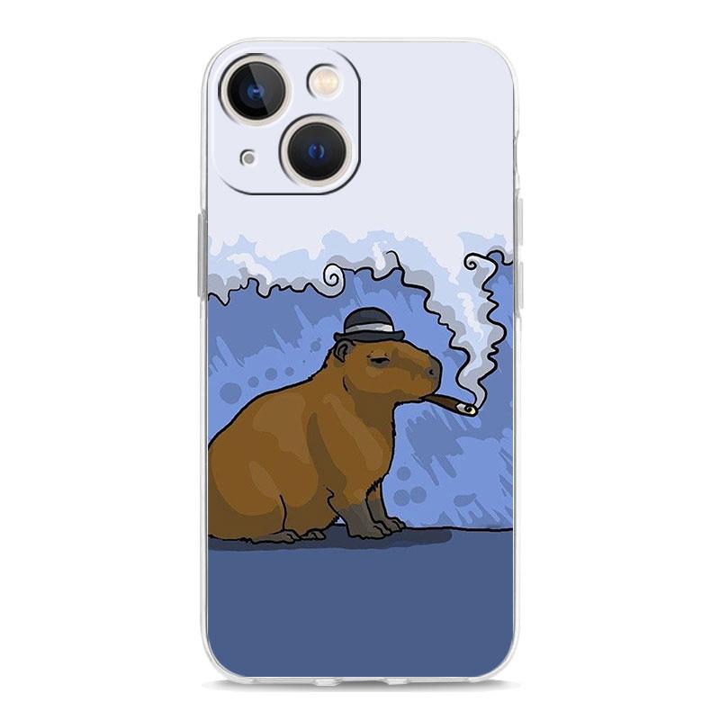 Cute Capybara Luxury Transparent Phone Case For iPhone 15 16 14 13 12 11 Pro Max XS X XR SE 7 8 Plus Clear Lens Protect Cover