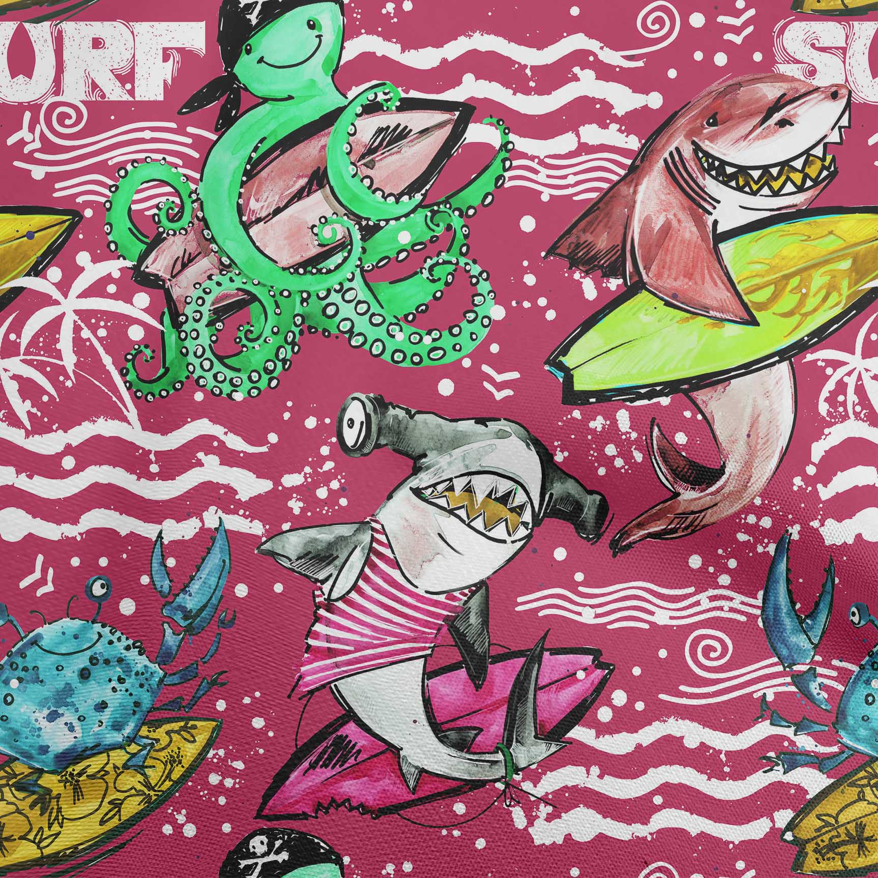 

oneOone Бавовняна флекс Темно-гірчична тканина Океанське життя Швейні ремісничі проекти Друк на тканині 40 дюймів 42 Inch Wide - Viscose Chiffon маджента