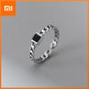100% Solid 925 Sterling Silver Retro Black Stone Rings For Women Simple Trendy Retro Anillos Party Gifts Accessories