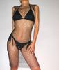 Earrings Flash Diamond Fishing Net Hip Skirt Body Chain, Sexy Nightclub Rhinestone Mesh Crew Neck Dress