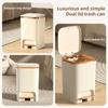 2024 10/15L Nordic Gold Kitchen Food Waste Trash Can Foot Pedal Trash Can with Lid Wastebasket Bathroom Waterproof Garbage Can