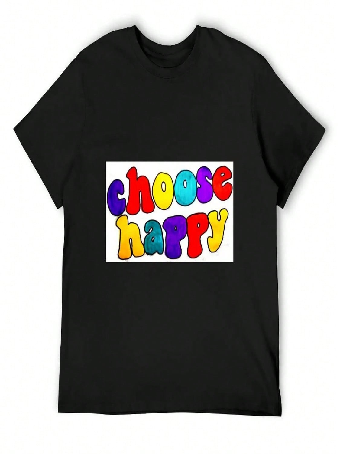 Choose Happy T-Shirt Summer Tops Plus Size Clothes Customs Design Your Own Funny Shirt Cotton Clothes For unisex S разноцветный