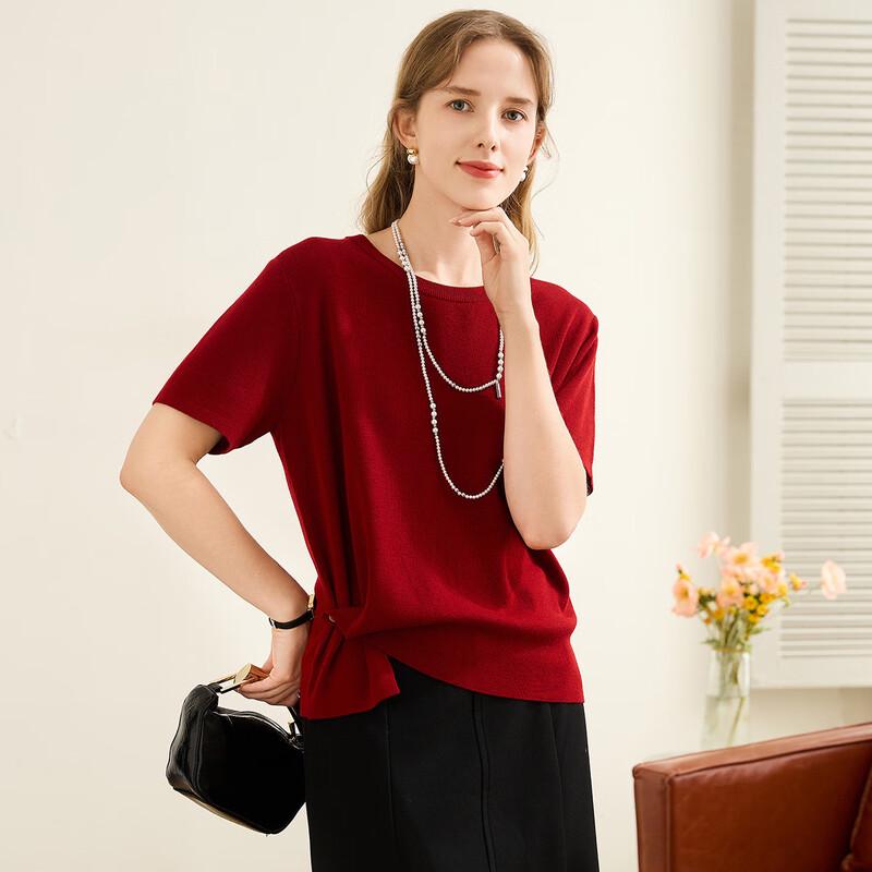 

Женская футболка с круглым вырезом и короткими рукавами из смесовой шерсти Tuhuang M 160/84A