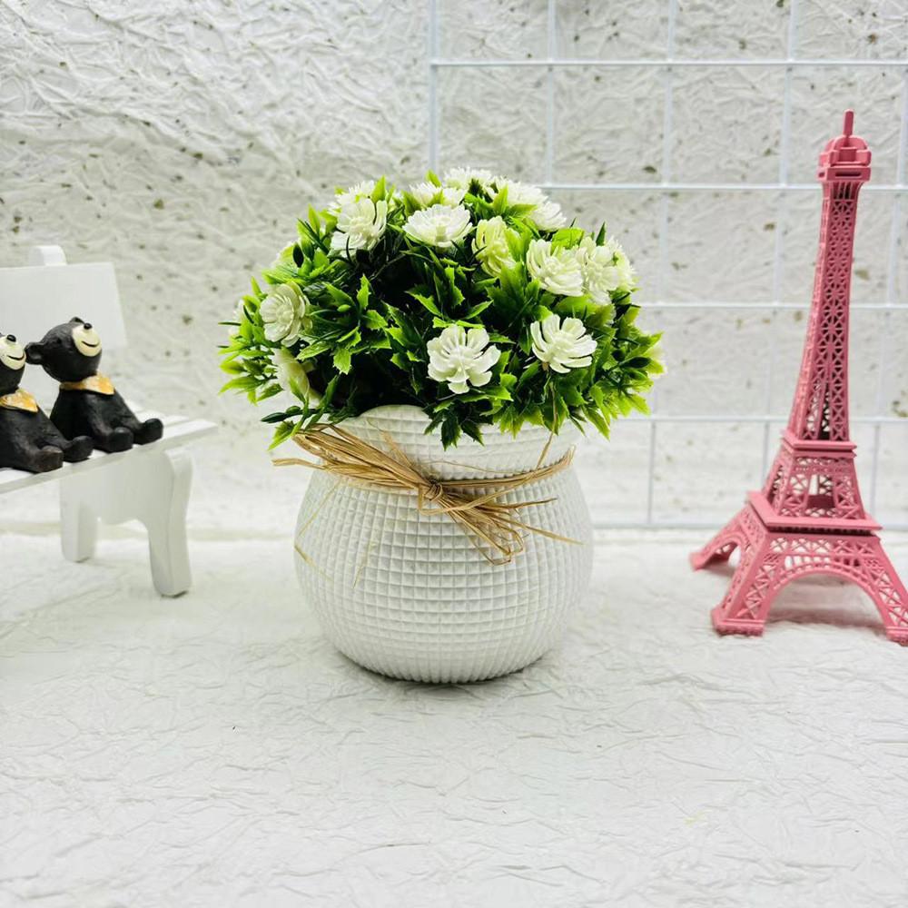 Artificial Chrysanthemum Indicum Hemisphere Potted Plant With Plastic Material For Home Decor
