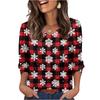 Women's Fashionable Casual Christmas Printed V-neck Top