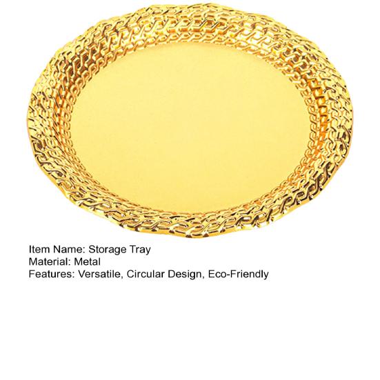 Vintage Round Metal Tray Retro Decorative Display Plate Flat Bottom Serving Platter for Jewelry