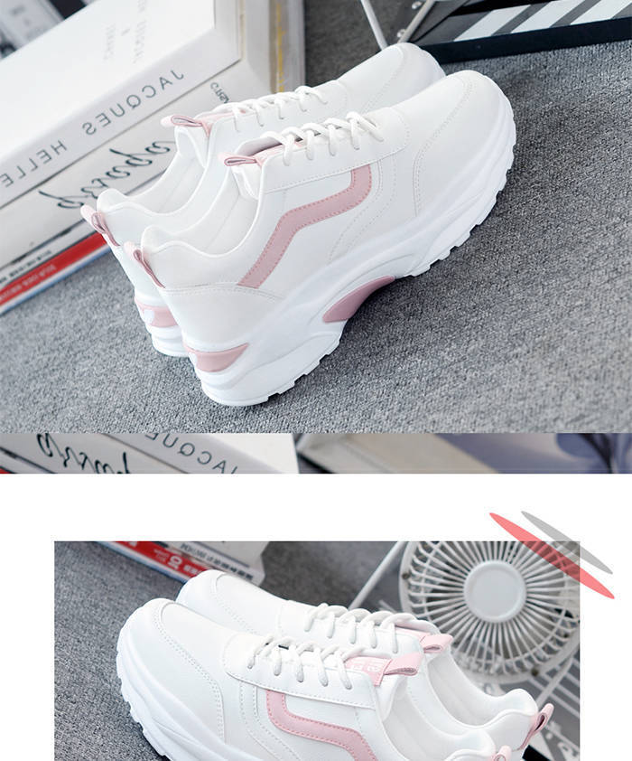 Xiaobai shoes female student leather surface spring summer new mesh breathable thick sole Korean version thick sole sports shoes dad shoes