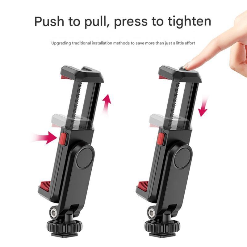 Adjustable Smartphone Holder Double Cold Shoe Mounts 180 Degree Tilts 360 Degree Rotating for Camera Tripod Accessories