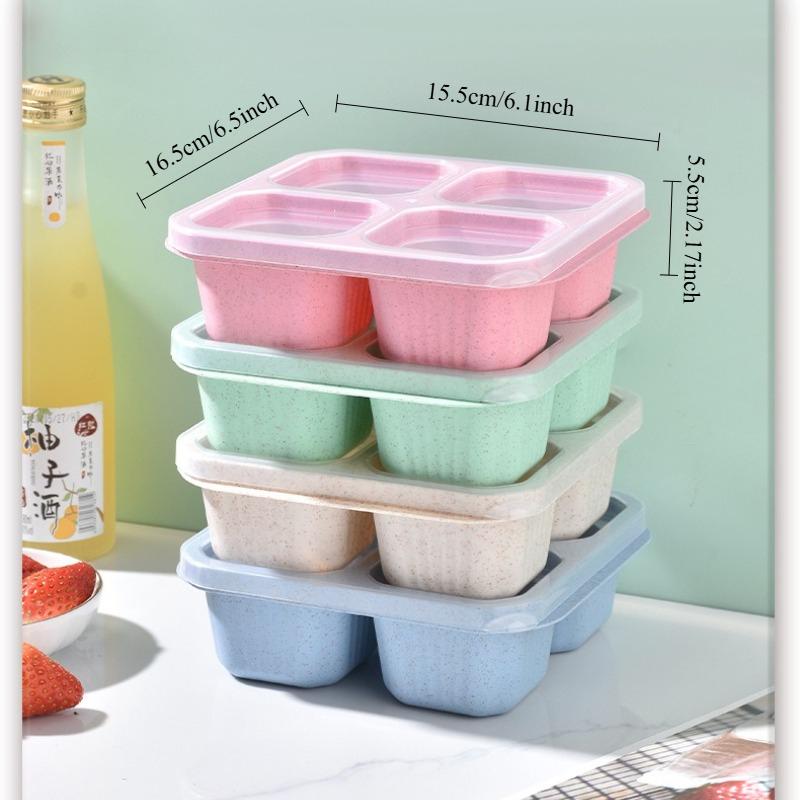 4Pcs Very Exquisite Set Of Snack Boxes, Lunch Box Can Be Reused, Microwave Heating Suitable For School, Work, Travel