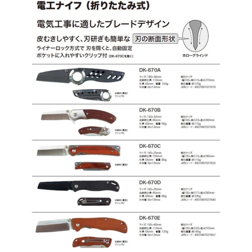 Jefcom Densan Electrician's Knife (Folding) DK-670A